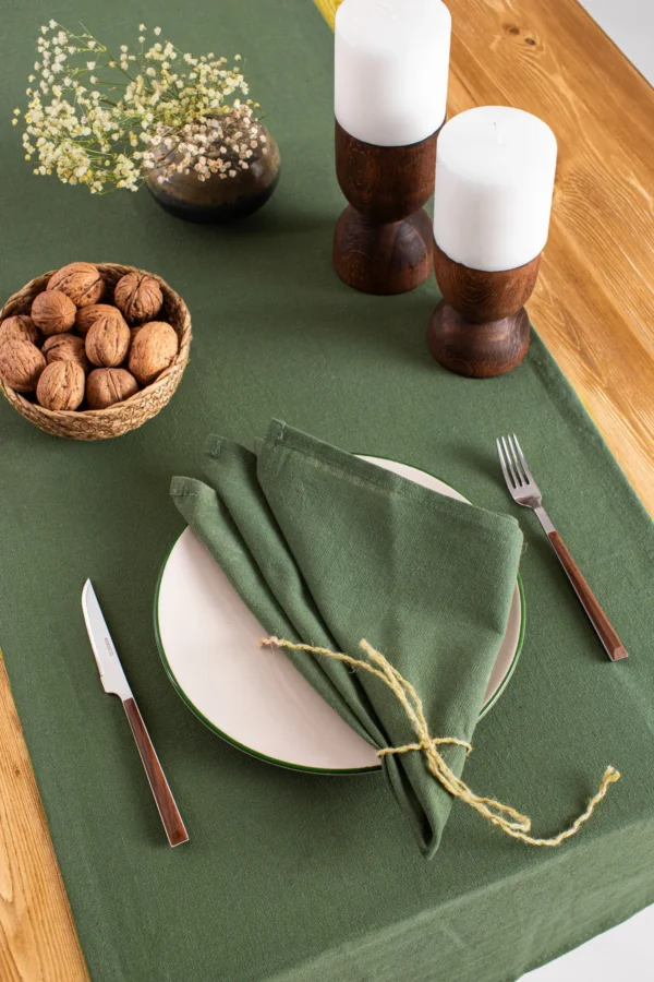 Linen Olive Green Napkin - Image 2