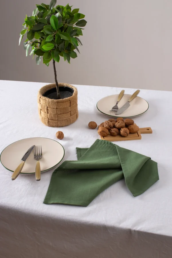 Linen Olive Green Napkin - Image 3