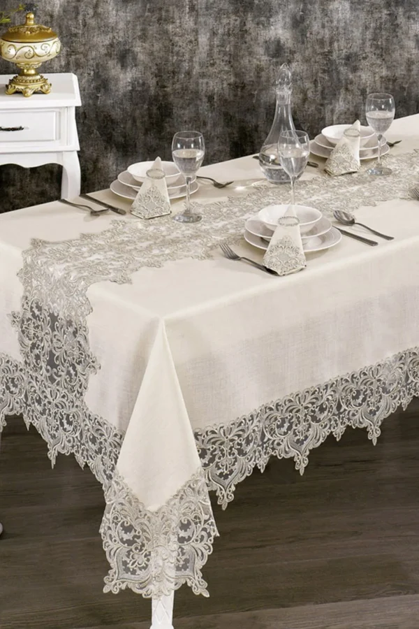 25-Piece French Lace Linen Dining Set – Elegant & Sophisticated Design