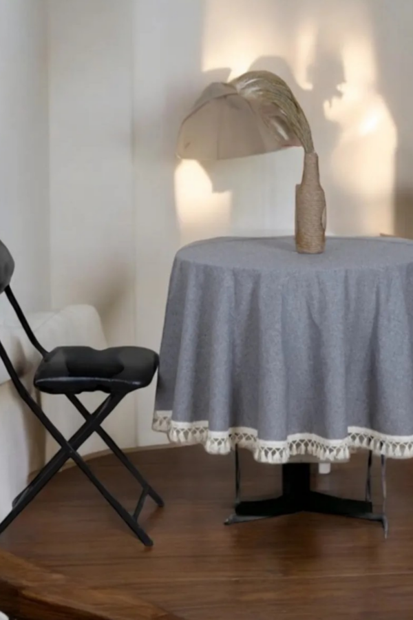 Anthracite Linen Round Tablecloth