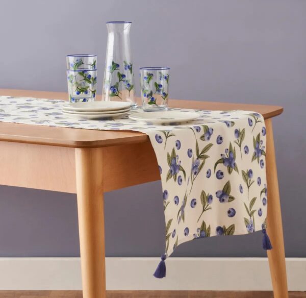 Cotton Blueberry Table Runner