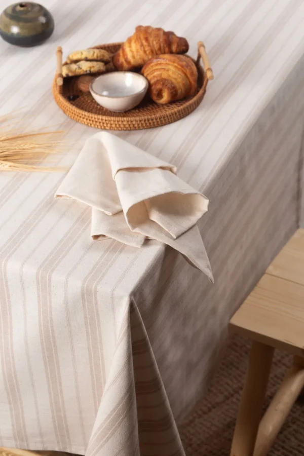 Bohem Brown Striped Linen Tablecloth - Image 4