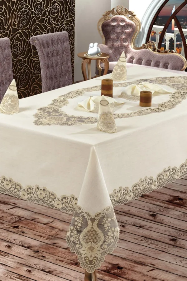 French Lace Tablecloth Set - Image 4