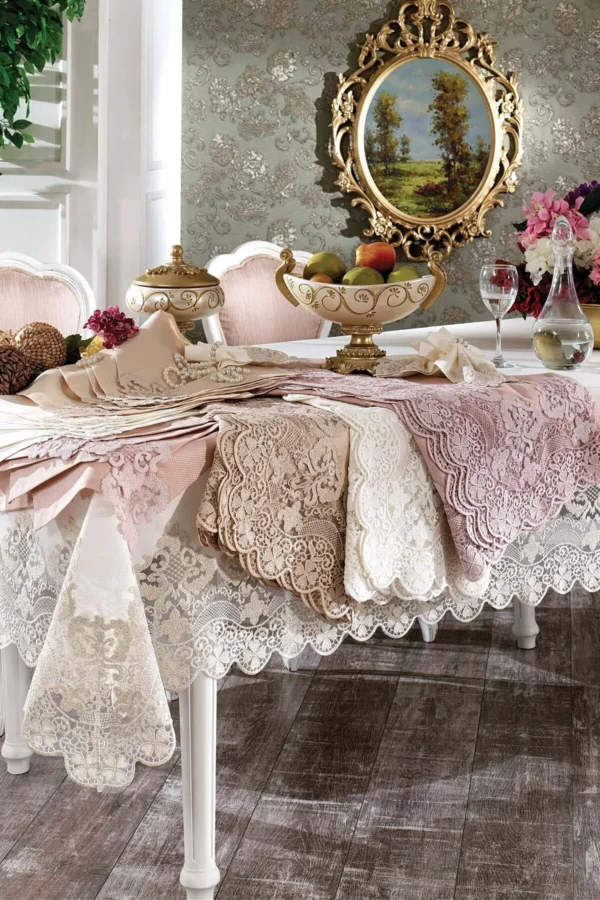 French Lace Rectangular Tablecloth Set - Image 2