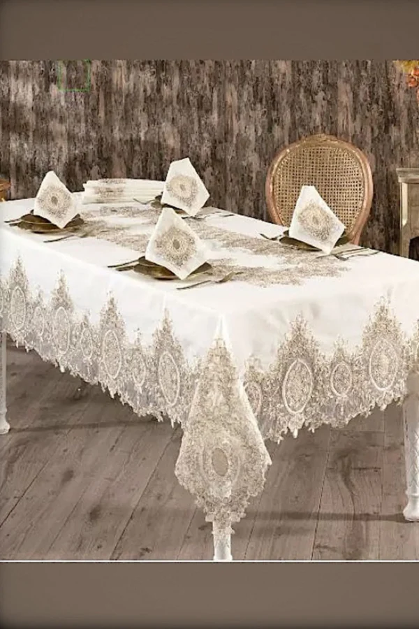 Ivory - Gold Tablecloth Set