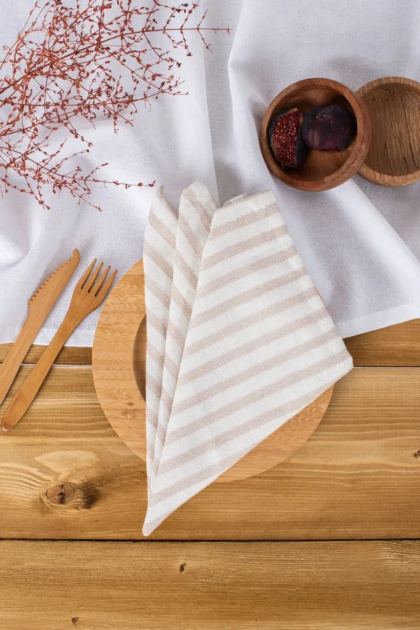 Light Brown Striped Linen Napkin