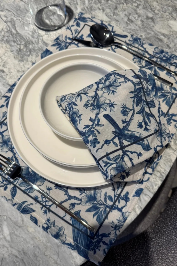 Linen  Embroidered Placemats, Runner & Napkin Set - Image 4