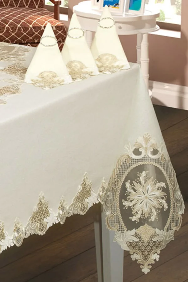 French Lace Details Table Linen Set