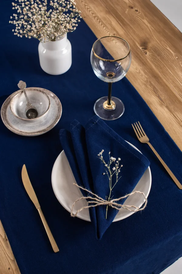 Navy Blue Linen Napkin - Image 2