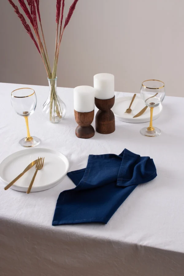 Navy Blue Linen Napkin - Image 4