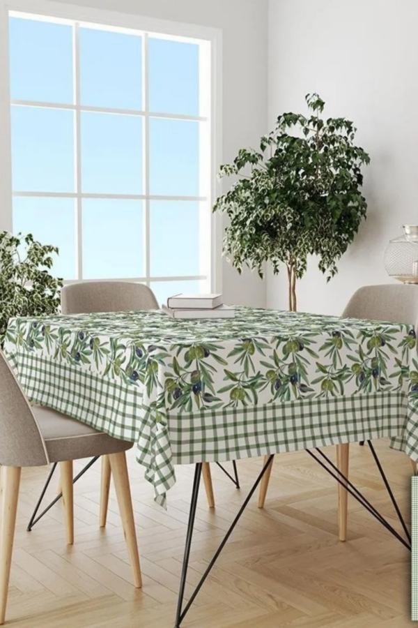 Olive Flower Design Tablecloth