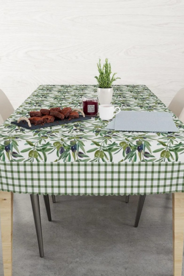 Olive Flower Design Tablecloth - Image 4