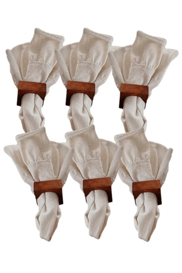 Naturel Ruffled Napkin Set of 6 - Image 3