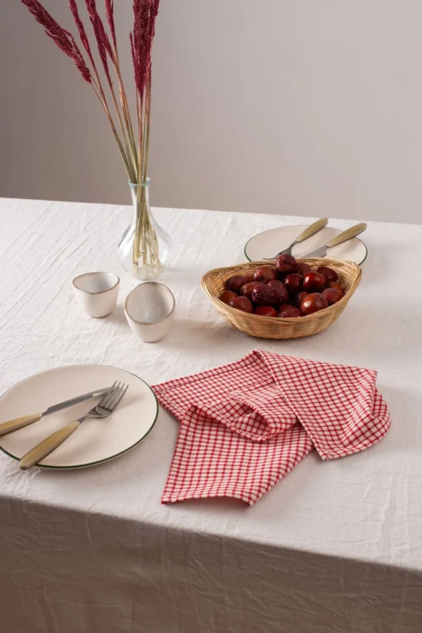 Set of 2 Linen Red Gingham Napkins - Image 3