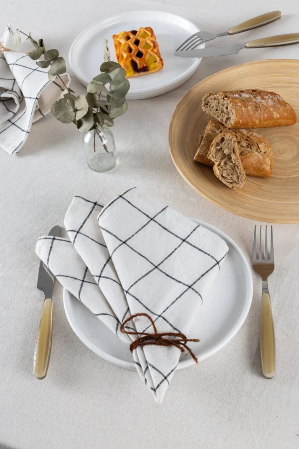 Set of 6 Linen Checkered Napkins