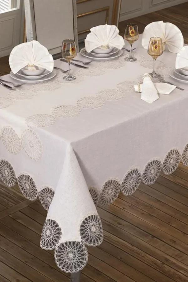 French Lace Rectangular Tablecloth Set – 26 Pieces