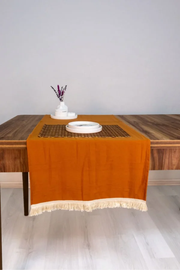 Terracotta Linen Table Runner