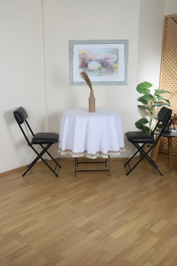 White Round Linen Tablecloth - Image 2