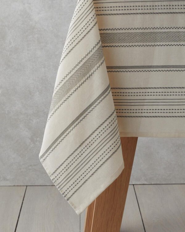 Cream - Green Cotton Tablecloth - Image 2