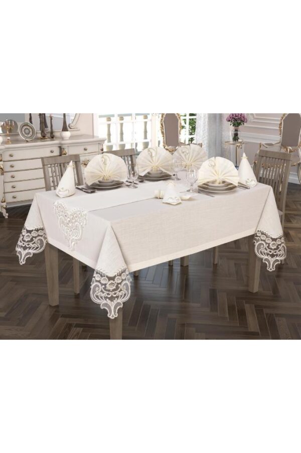 White Linen Tablecloth Set - Image 3