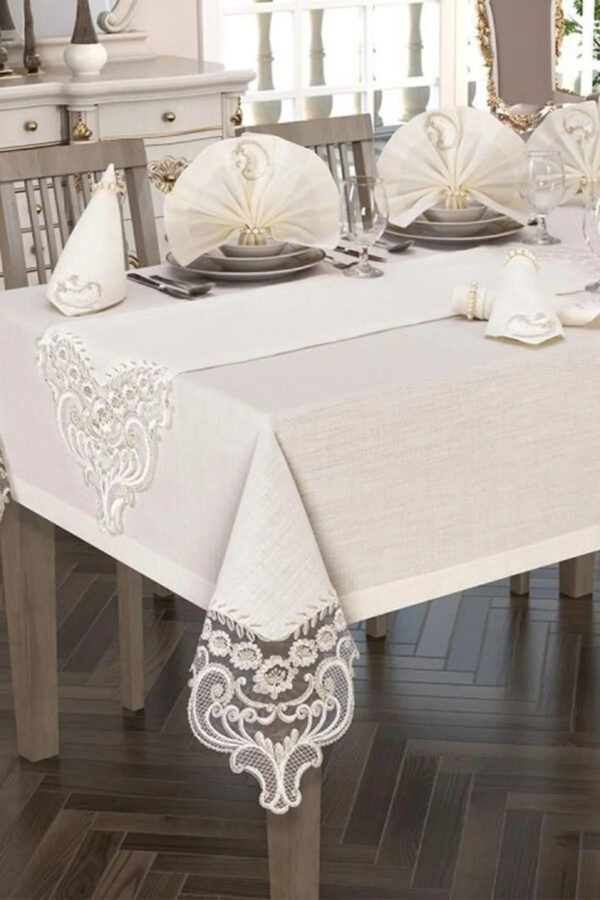 White Linen Tablecloth Set