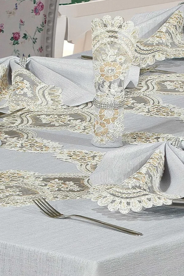 Luxury Gray Linen Tablecloth - Image 2