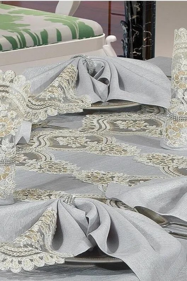 Luxury Gray Linen Tablecloth - Image 7