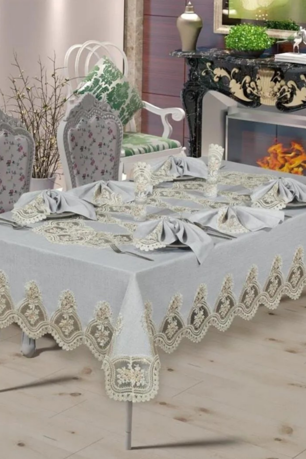 Luxury Gray Linen Tablecloth