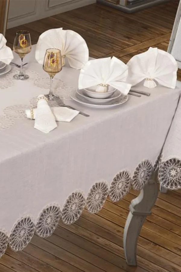 French Lace Rectangular Tablecloth Set – 26 Pieces - Image 2