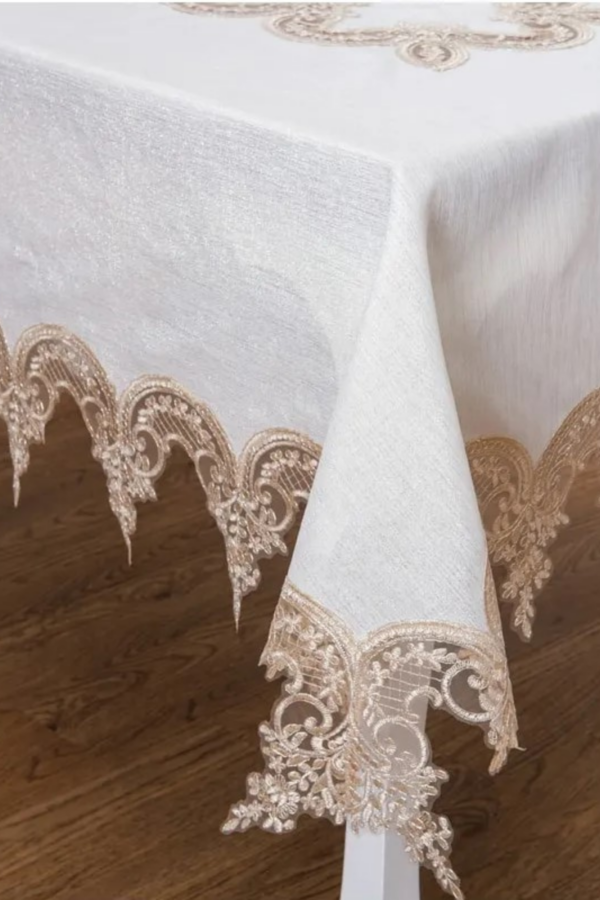 Luxury Beige Polyester Tablecloth - Image 6