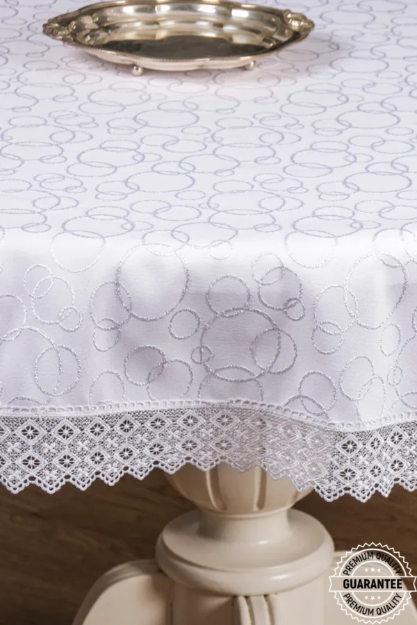 Round White Table Cloth - Image 4