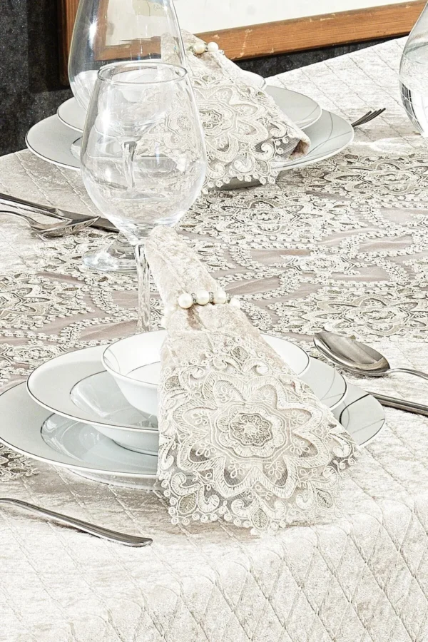 25-Piece Velvet Lace Tablecloth Set – Sophisticated Elegance - Image 2