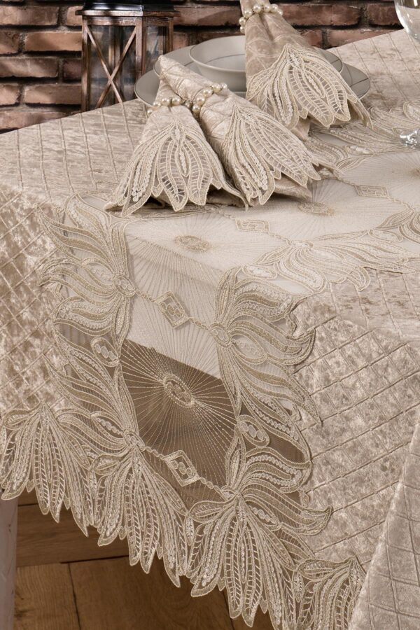 Velvet Luxury Tablecloth Set Laced - 25 Pieces Velvet Tablecloth - Image 3