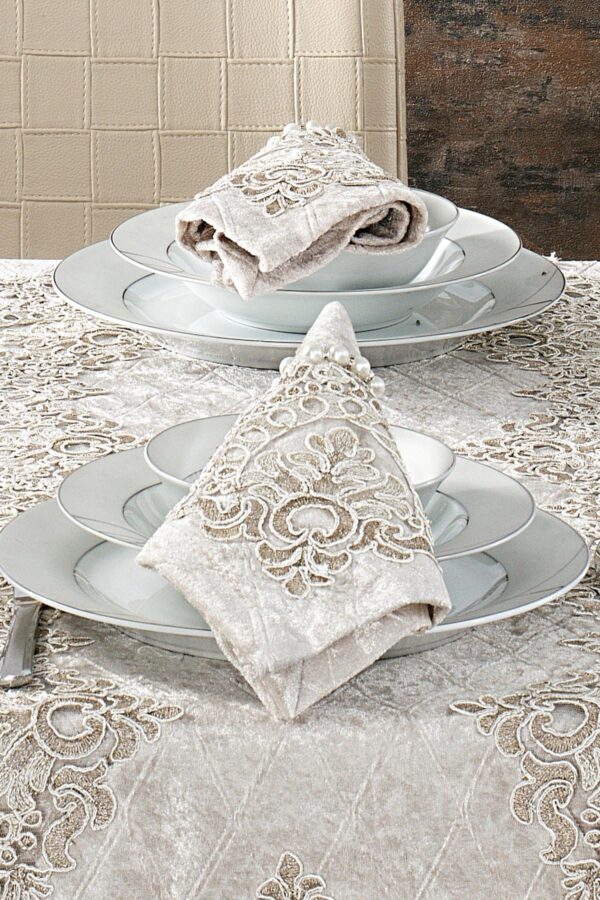 Luxury Velvet Tablecloth Set For Dining Room - Image 2