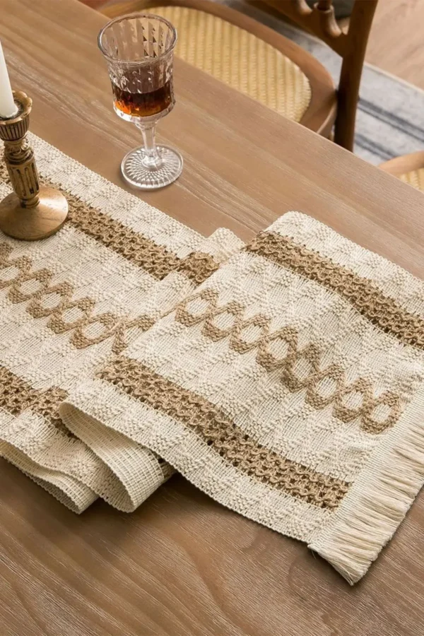 Cotton Lace Brown Table Runner - Image 3