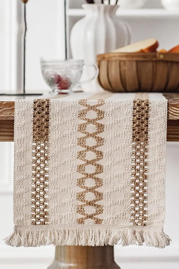 Cotton Lace Brown Table Runner - Image 5