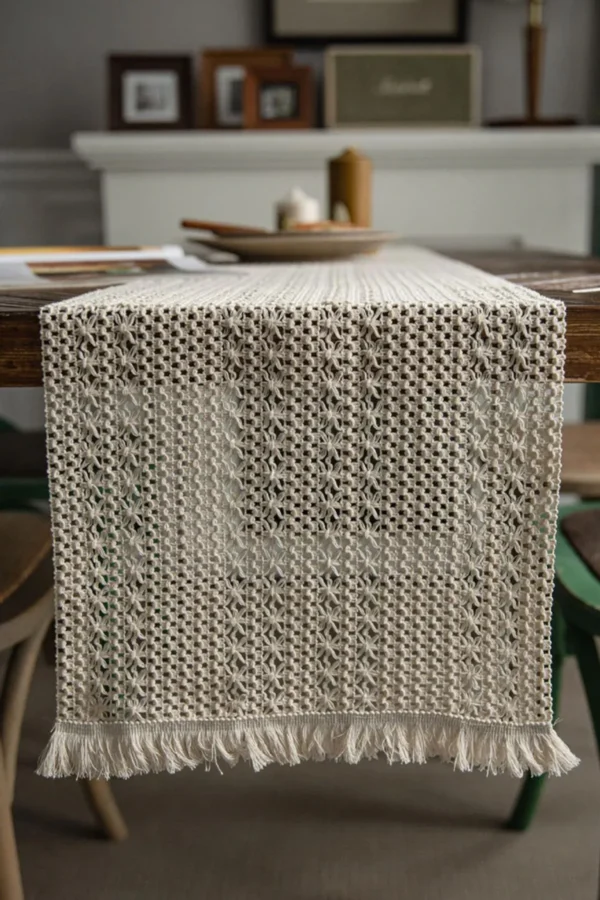 Natural Cotton Lace Table Runner