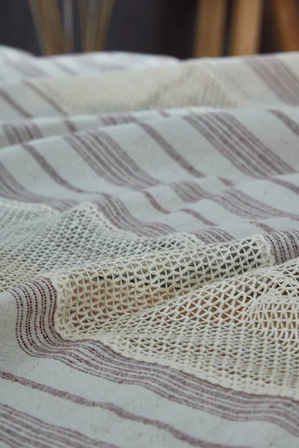 Washed Cotton Striped Lace Tablecloth - Image 2